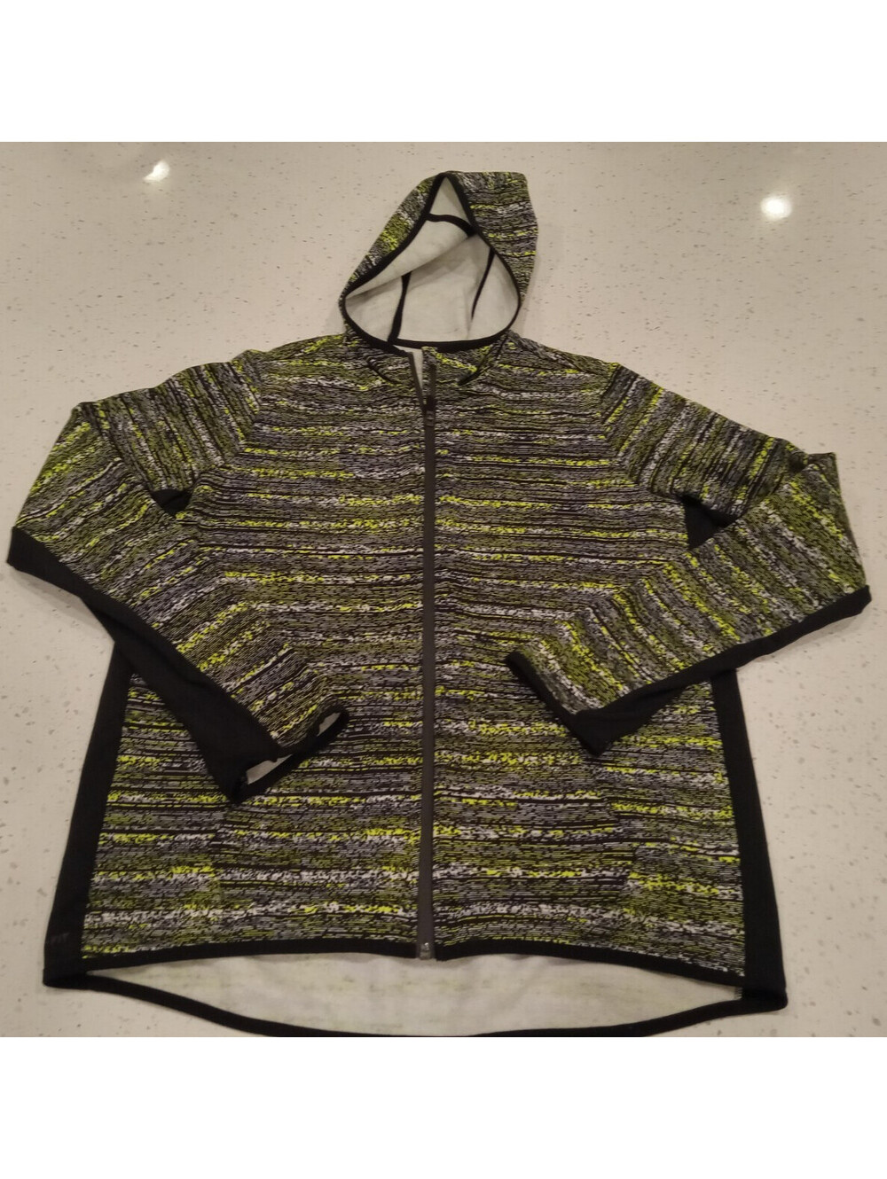 Nike Therma-FIT Hoodie Womens XL Neon Green Black Gradient Full Zip Jacket Extra